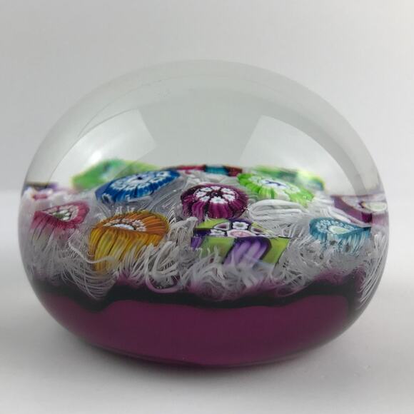 Perthshire PP13 1972 Spaced Millefiori Latticinio Rod Amethyst Paperweight Cert - Picture 5 of 13